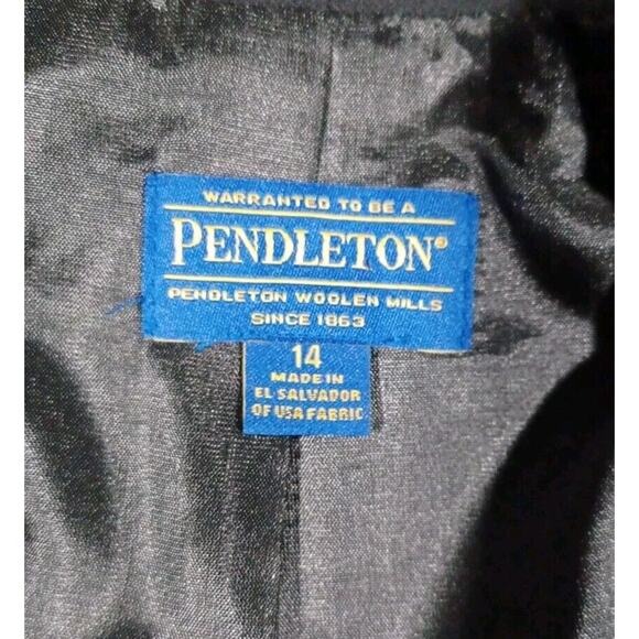 Pendleton Jacket Womens Sz 14 Black‎ Blazer Virgin Wool 1 Button - Picture 2 of 4